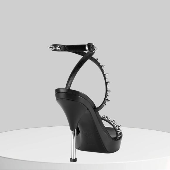 Alexander McQueen Stud Leather Sandals with Signature Punk Spikes - Picture 3 of 10